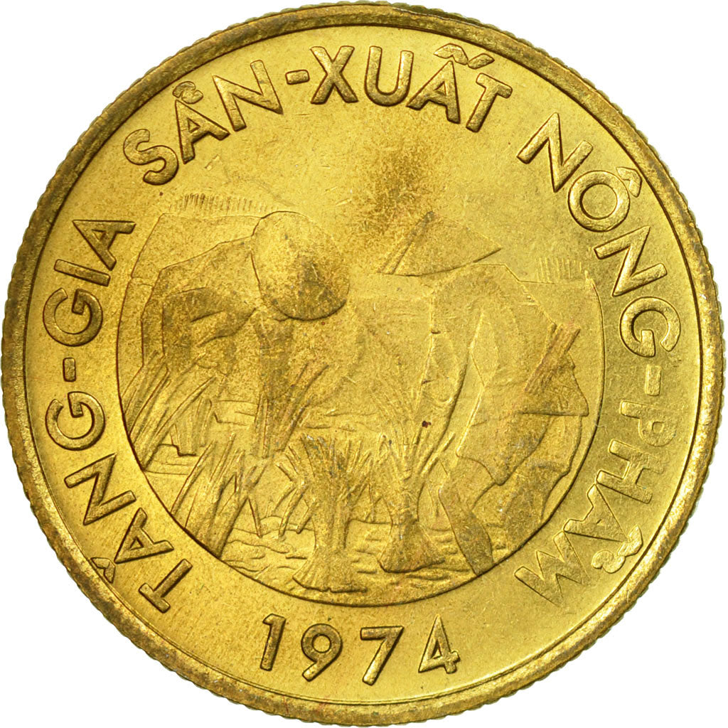 Munten, Viëtnam, STATE OF SOUTH VIET NAM, 10 Dông, 1974, Vantaa, ZF, Brass