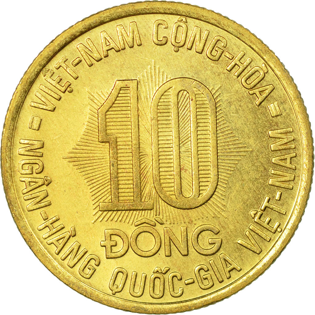 Munten, Viëtnam, STATE OF SOUTH VIET NAM, 10 Dông, 1974, Vantaa, ZF, Brass