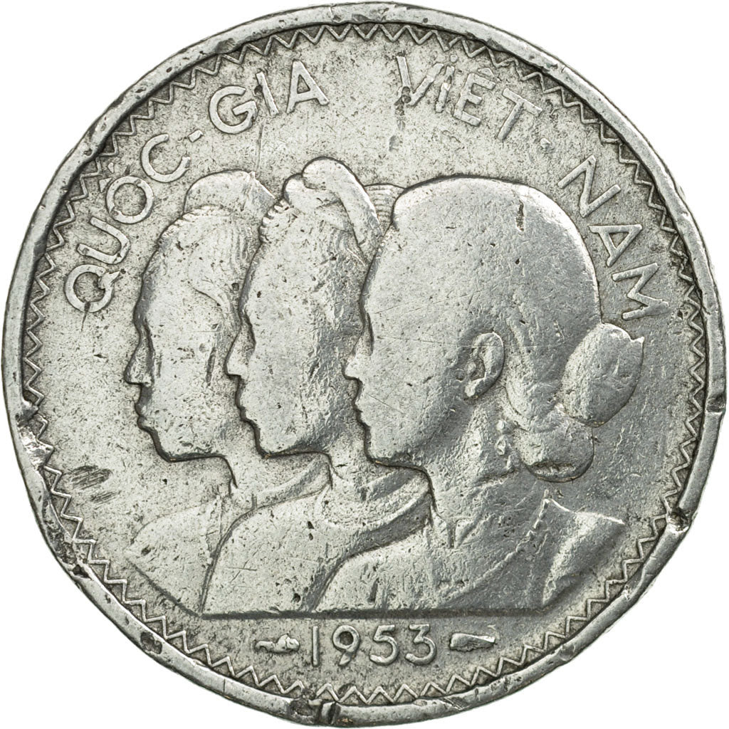 Coin, Vietnam, STATE OF SOUTH VIET NAM, 20 Su, 1953, Paris, VF(20-25), Aluminum