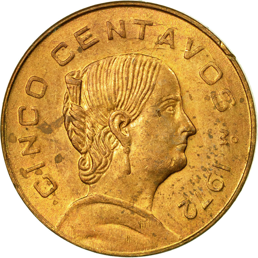 Moneta, Mexico, 5 Centavos, 1972, Mexico City, EF(40-45), Mosiądz, KM:427