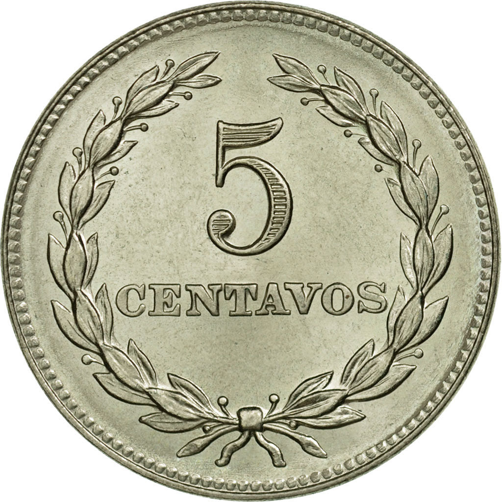 Coin, El Salvador, 5 Centavos, 1977, Vereinigte Deutsche Metall, Germany