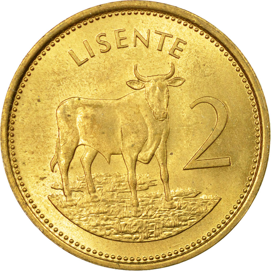 Coin, Lesotho, Moshoeshoe II, 2 Lisente, 1979, EF(40-45), Nickel-brass, KM:17