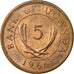 Munten, Oeganda, 5 Cents, 1966, ZF, Bronze, KM:1