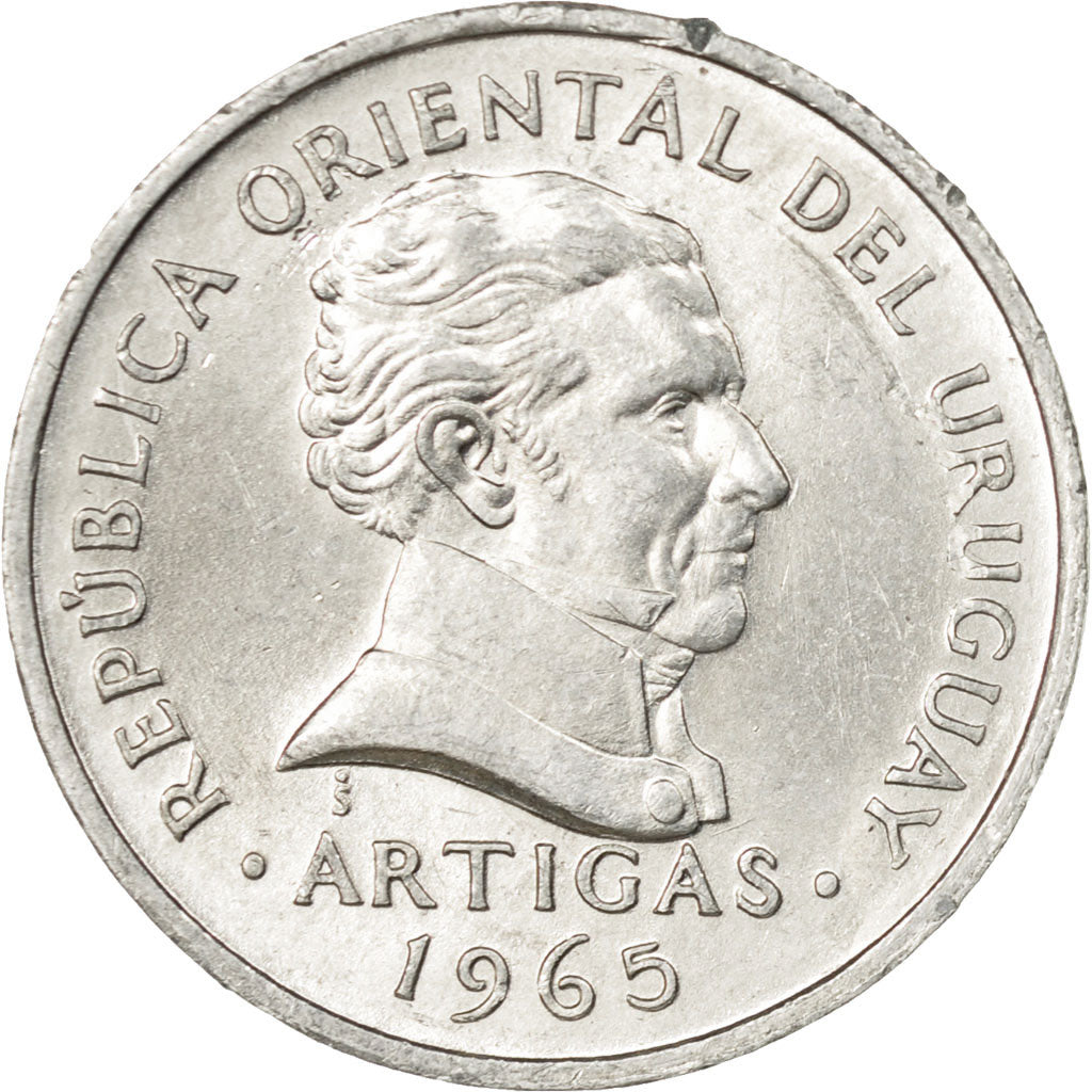 Coin, Uruguay, 20 Centesimos, 1965, Santiago, EF(40-45), Aluminum, KM:44