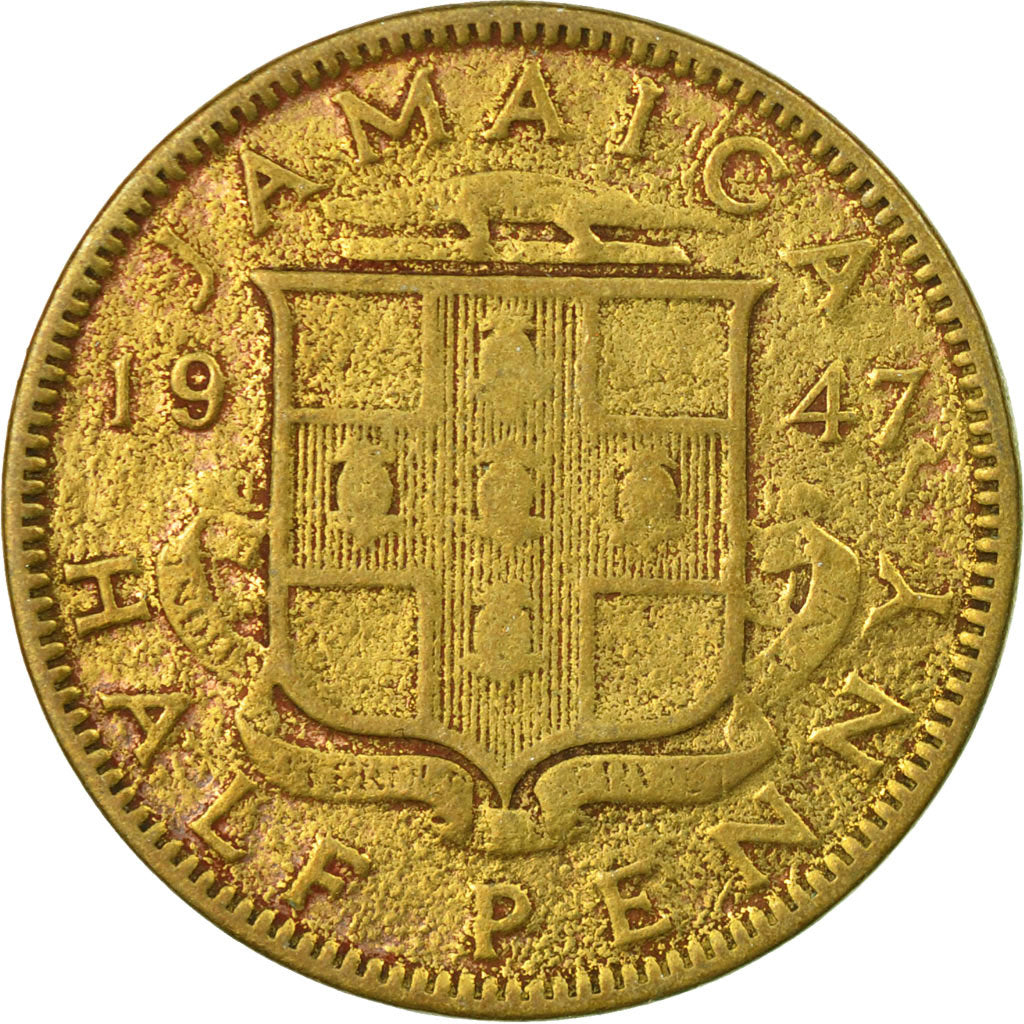 Coin, Jamaica, George VI, 1/2 Penny, 1947, Franklin Mint, VF(30-35)