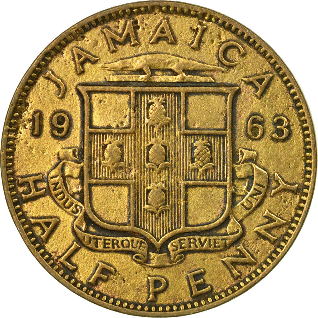 Coin, Jamaica, Elizabeth II, 1/2 Penny, 1963, Franklin Mint, EF(40-45)