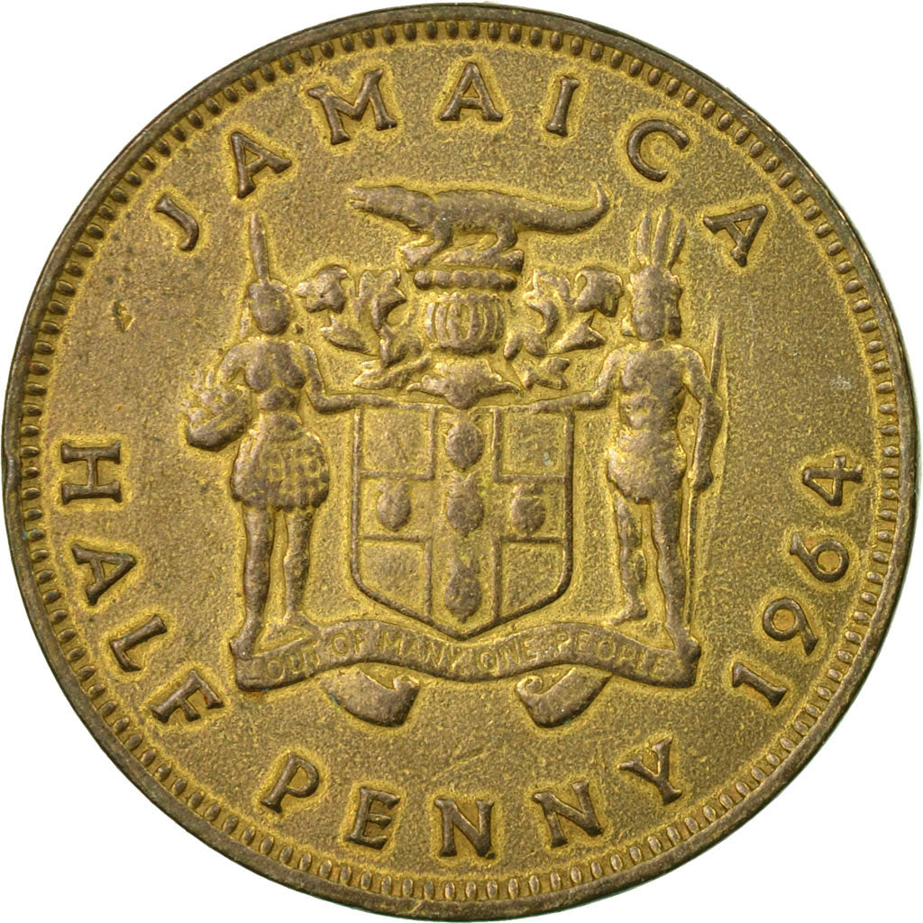 Coin, Jamaica, Elizabeth II, 1/2 Penny, 1964, Franklin Mint, EF(40-45)