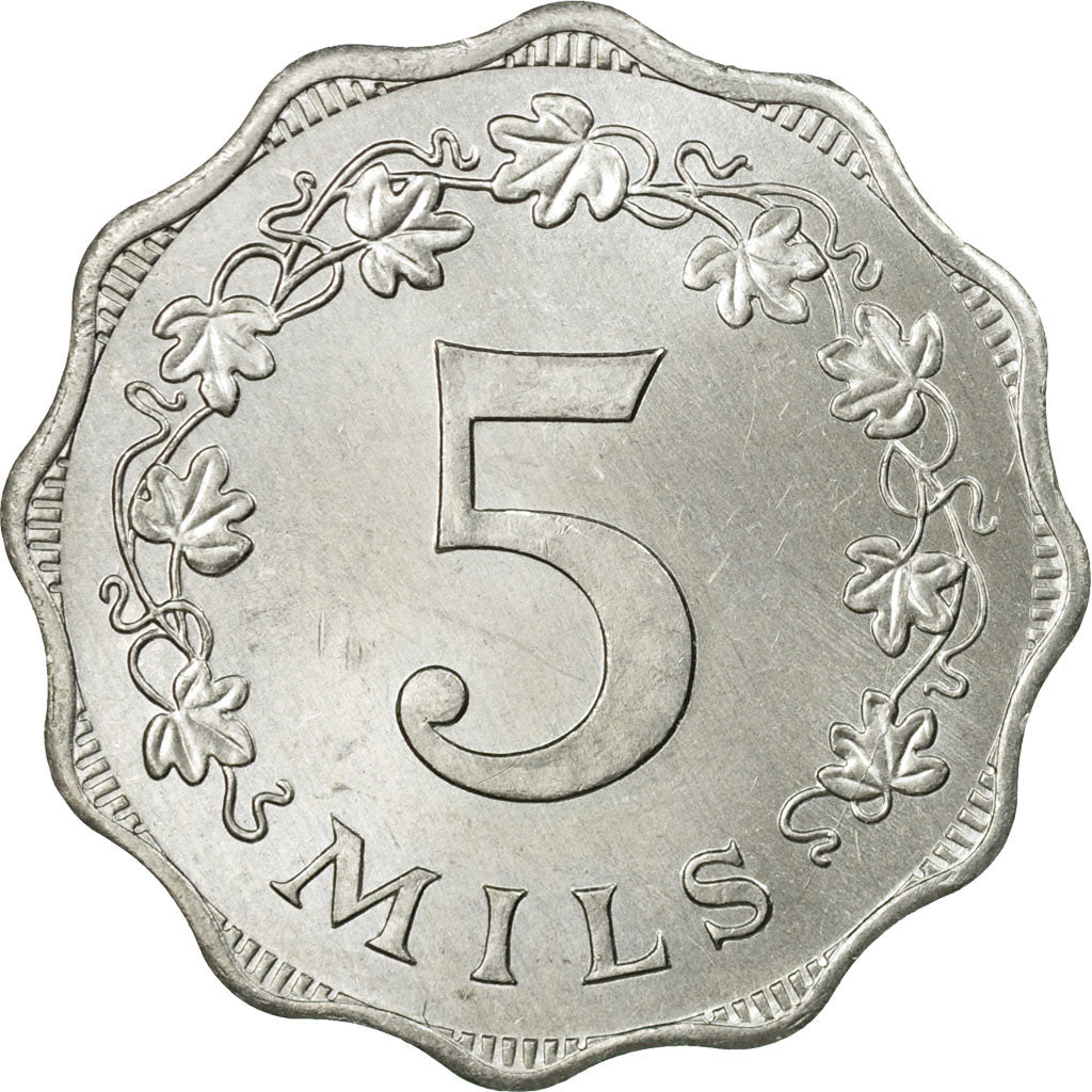 Moneta, Malta, 5 Mils, 1972, British Royal Mint, BB, Alluminio, KM:7