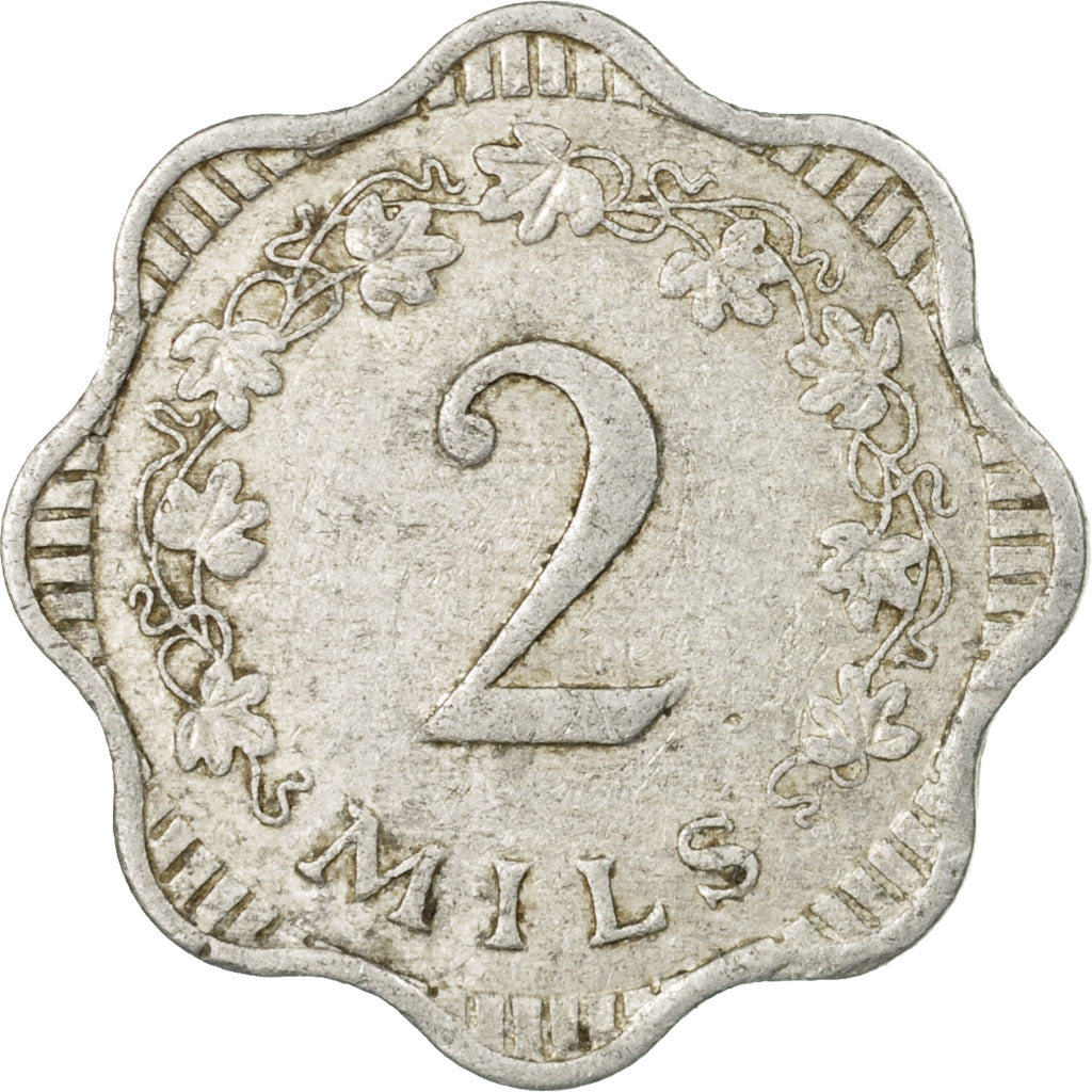 Moneta, Malta, 2 Mils, 1972, British Royal Mint, MB, Alluminio, KM:5