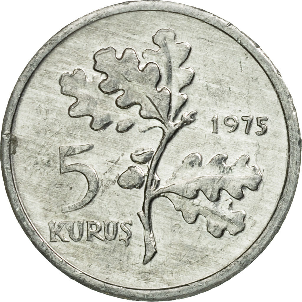 Coin, Turkey, 5 Kurus, 1975, EF(40-45), Aluminum, KM:890a