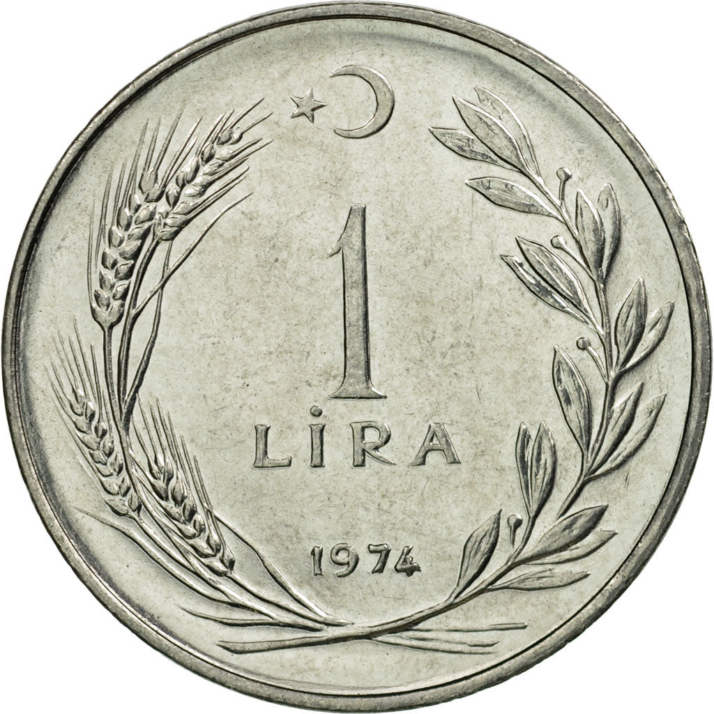 Coin, Turkey, Lira, 1974, EF(40-45), Stainless Steel, KM:889a.2