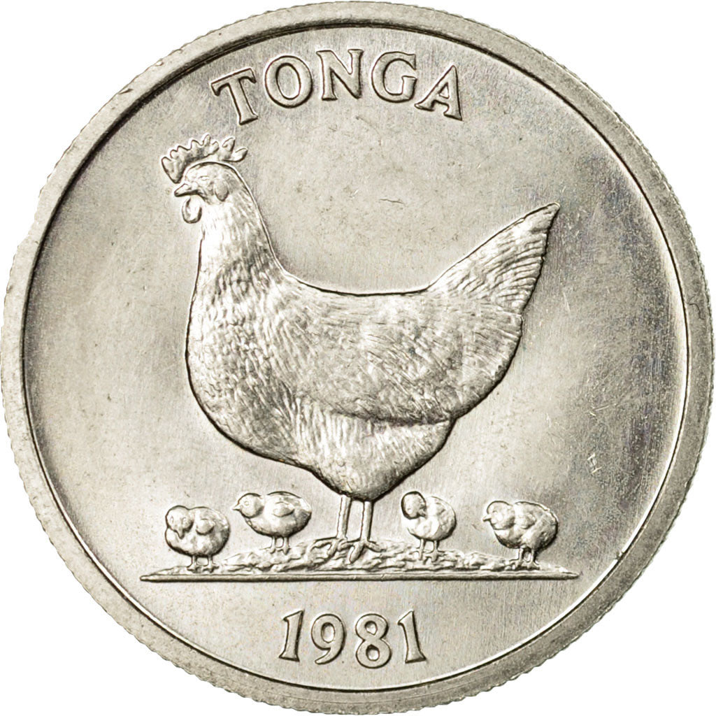 Munten, Tonga, King Taufa'ahau Tupou IV, 5 Seniti, 1981, ZF, Copper-nickel