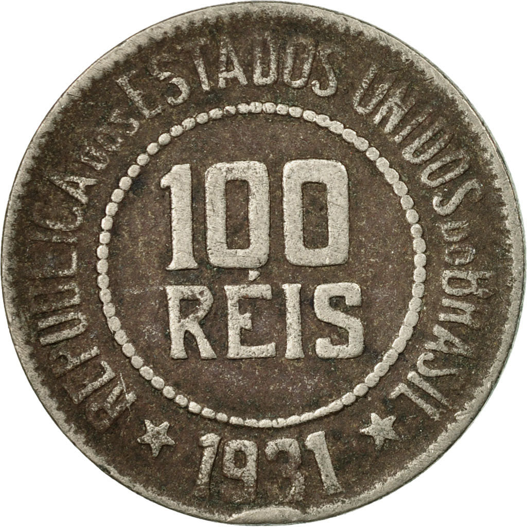 Coin, Brazil, 100 Reis, 1931, VF(20-25), Copper-nickel, KM:518