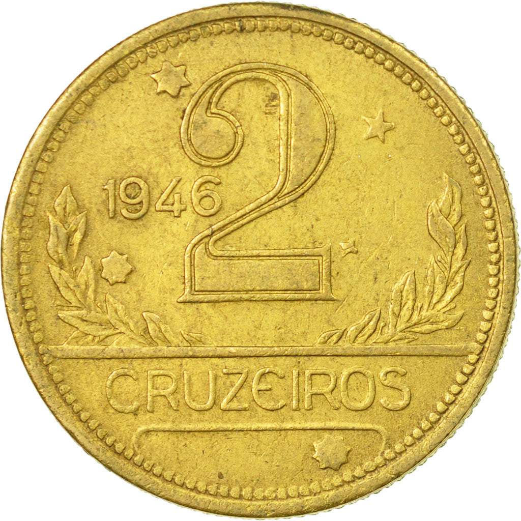 Coin, Brazil, 2 Cruzeiros, 1946, EF(40-45), Aluminum-Bronze, KM:559