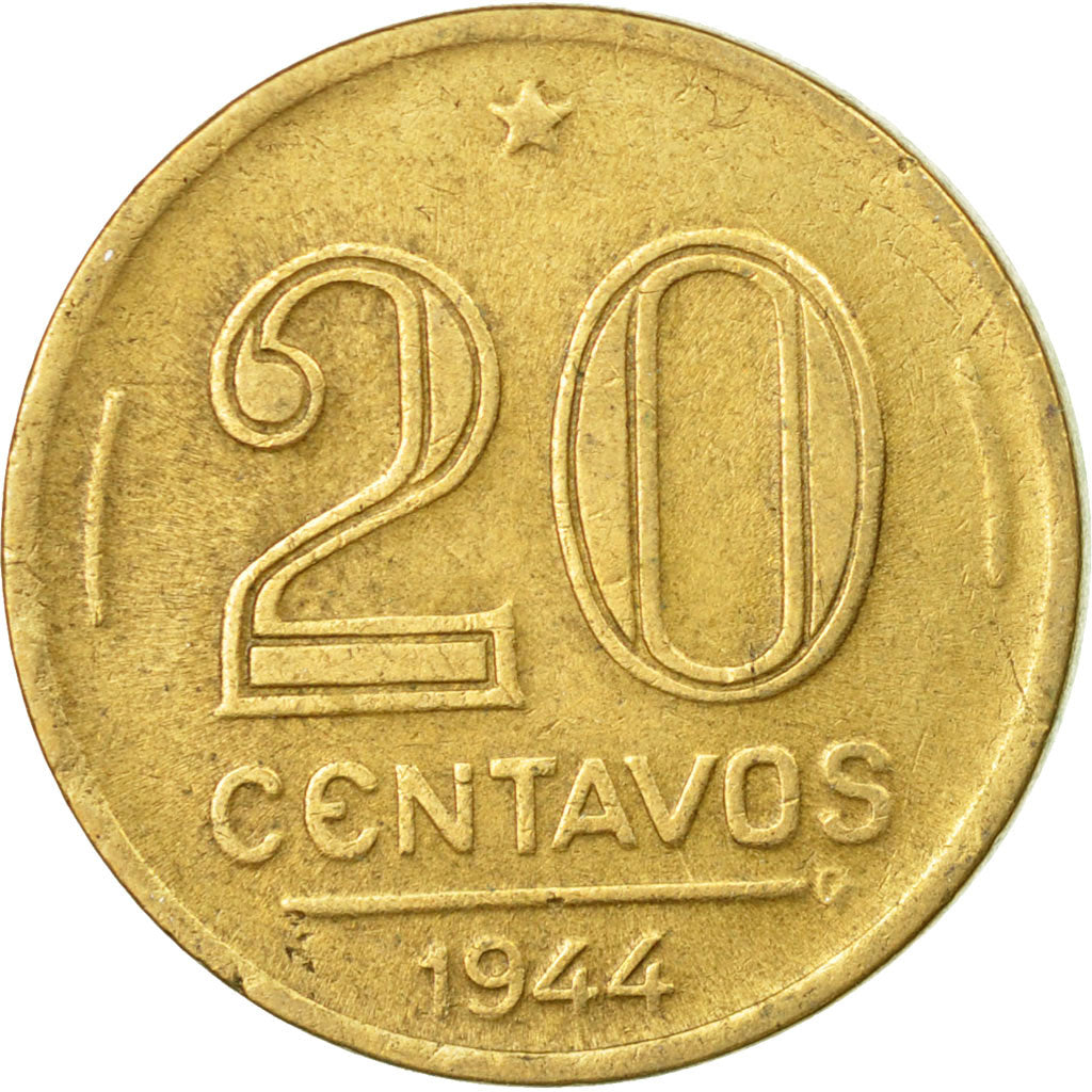 Moneta, Brasile, 20 Centavos, 1944, BB, Alluminio-bronzo, KM:556a