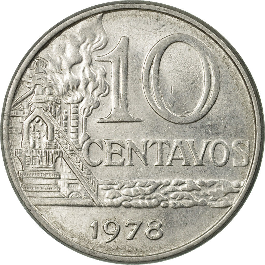 Coin, Brazil, 10 Centavos, 1978, EF(40-45), Stainless Steel, KM:578.1a