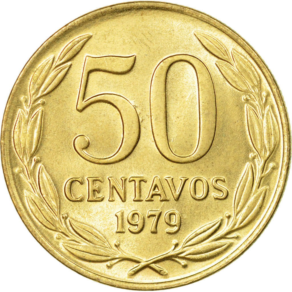 Coin, Chile, 50 Centavos, 1979, AU(55-58), Aluminum-Bronze, KM:206a