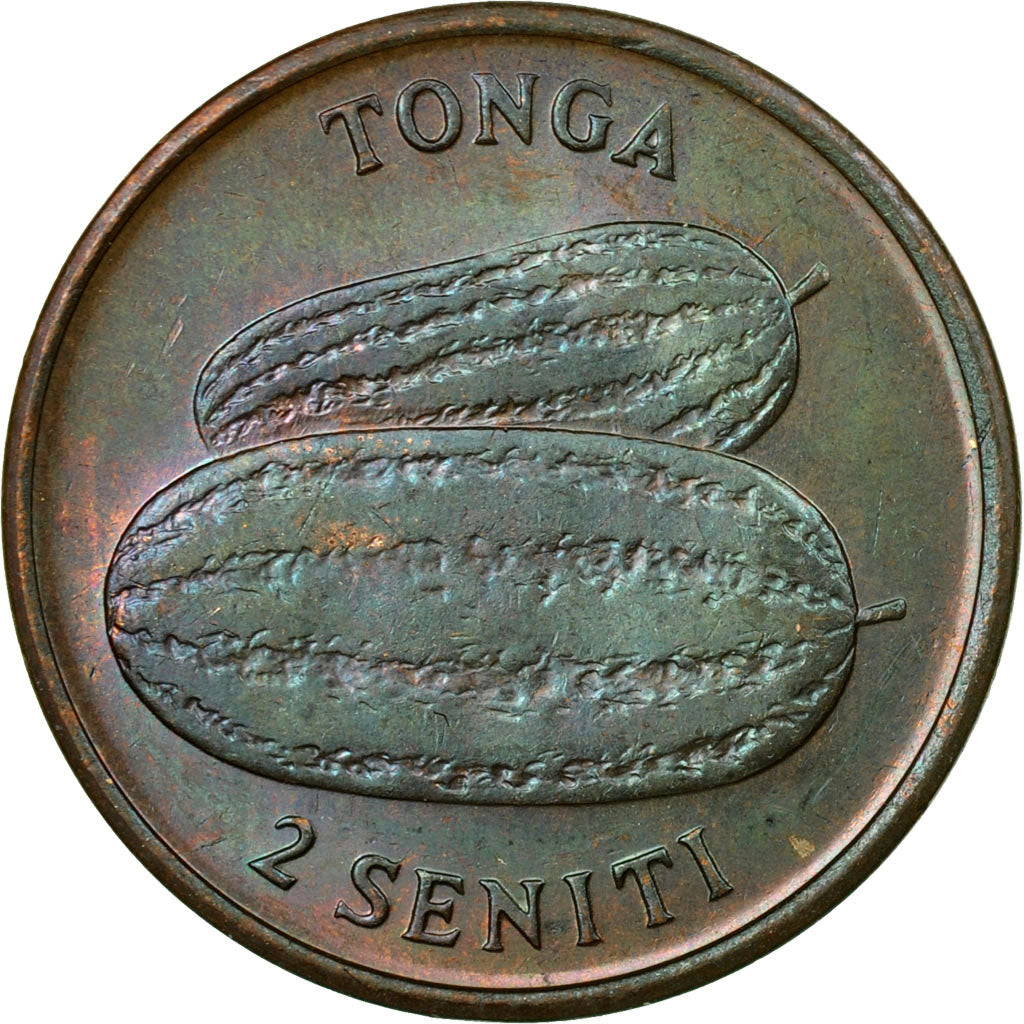 Coin, Tonga, King Taufa'ahau Tupou IV, 2 Seniti, 1975, EF(40-45), Bronze, KM:43