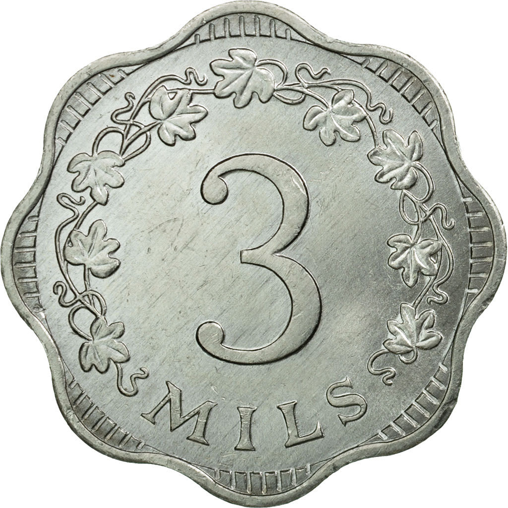 Coin, Malta, 3 Mils, 1972, British Royal Mint, AU(55-58), Aluminum, KM:6