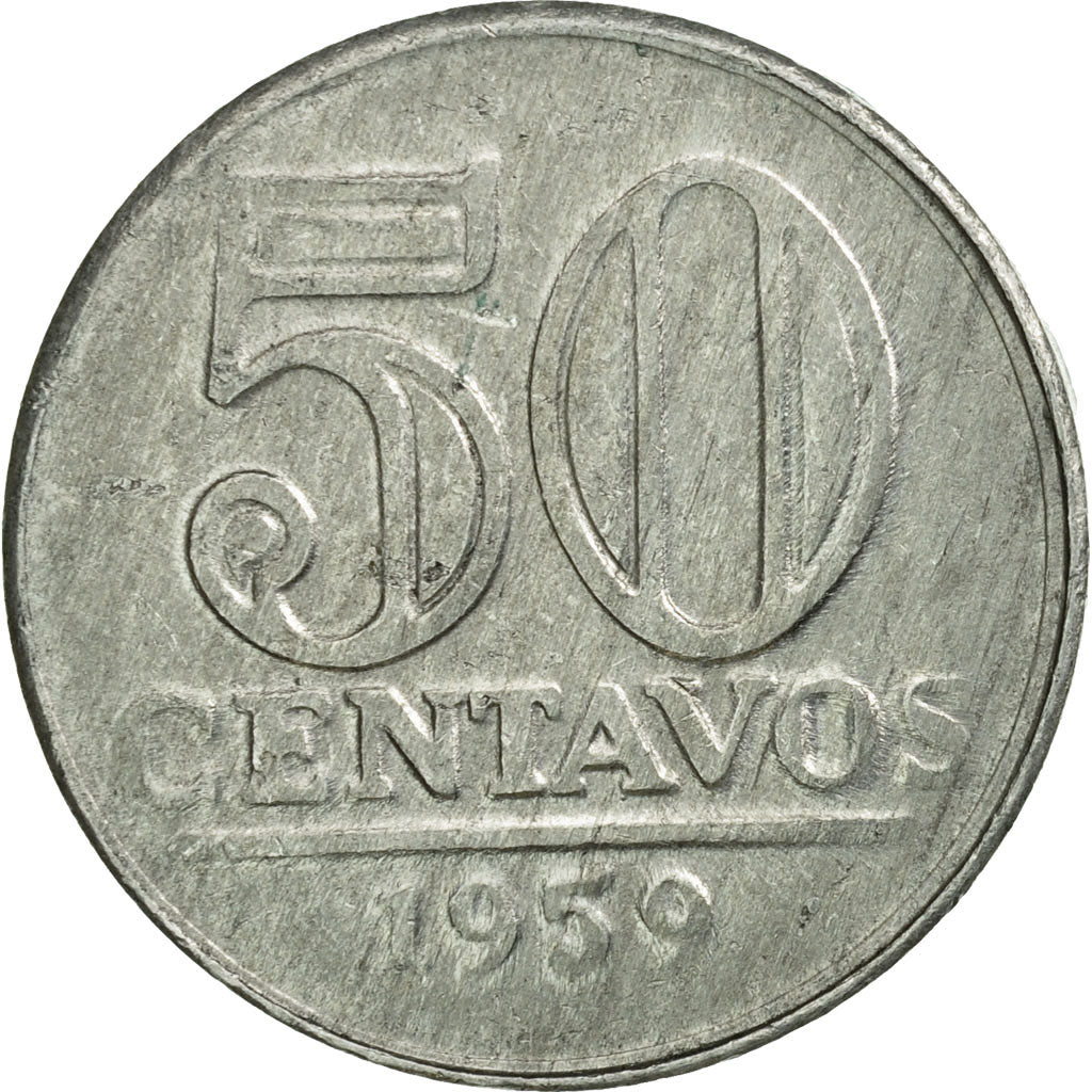 Coin, Brazil, 50 Centavos, 1959, VF(30-35), Aluminum, KM:569