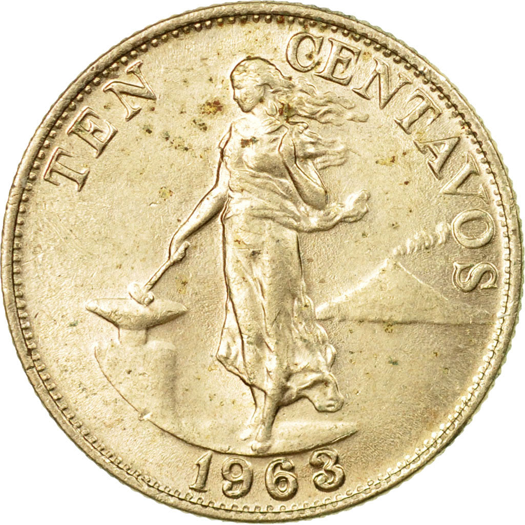 Coin, Philippines, 10 Centavos, 1963, EF(40-45), Copper-Nickel-Zinc, KM:188