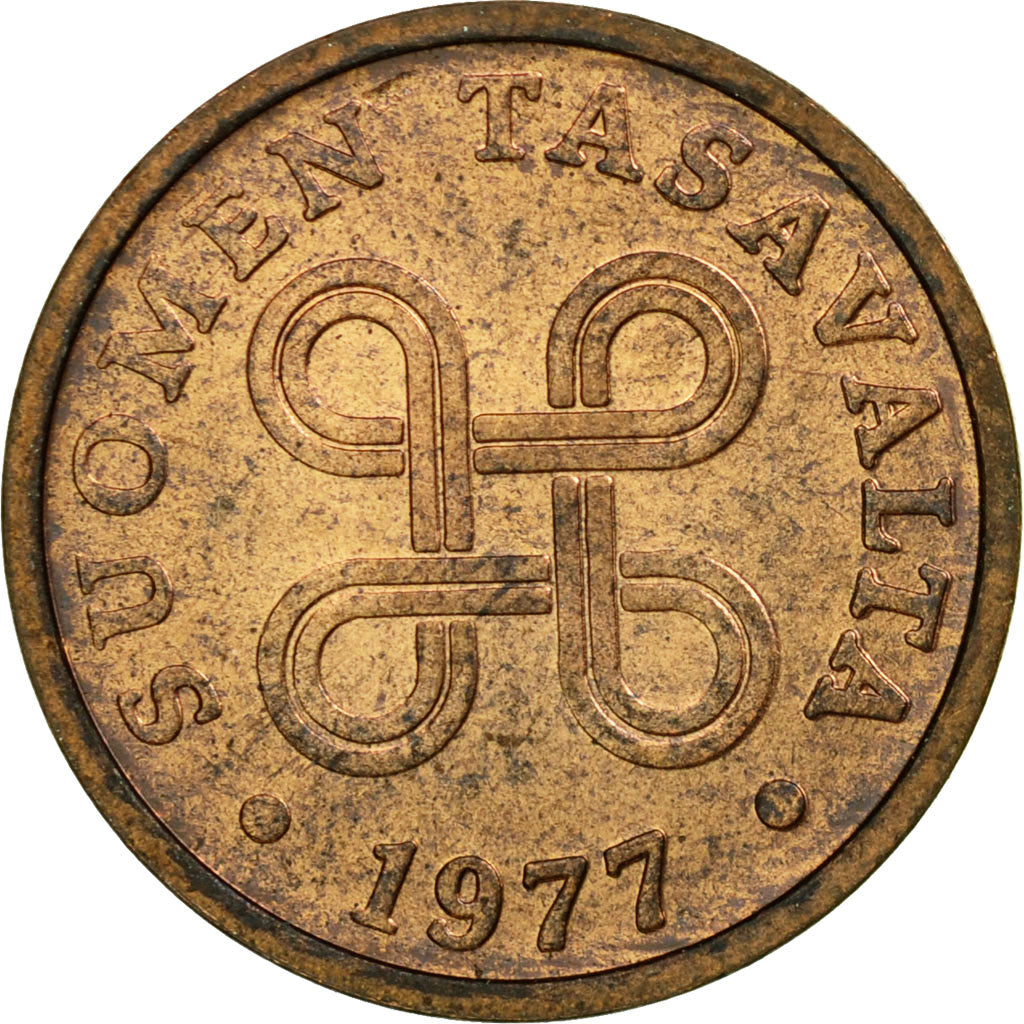 Coin, Finland, 5 Pennia, 1977, EF(40-45), Copper, KM:45