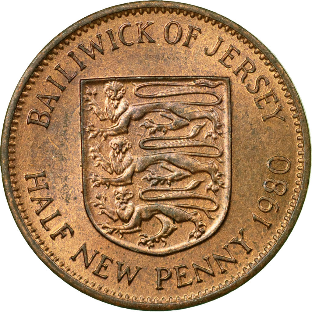 Monnaie, Jersey, Elizabeth II, 1/2 New Penny, 1980, TTB, Bronze, KM:29