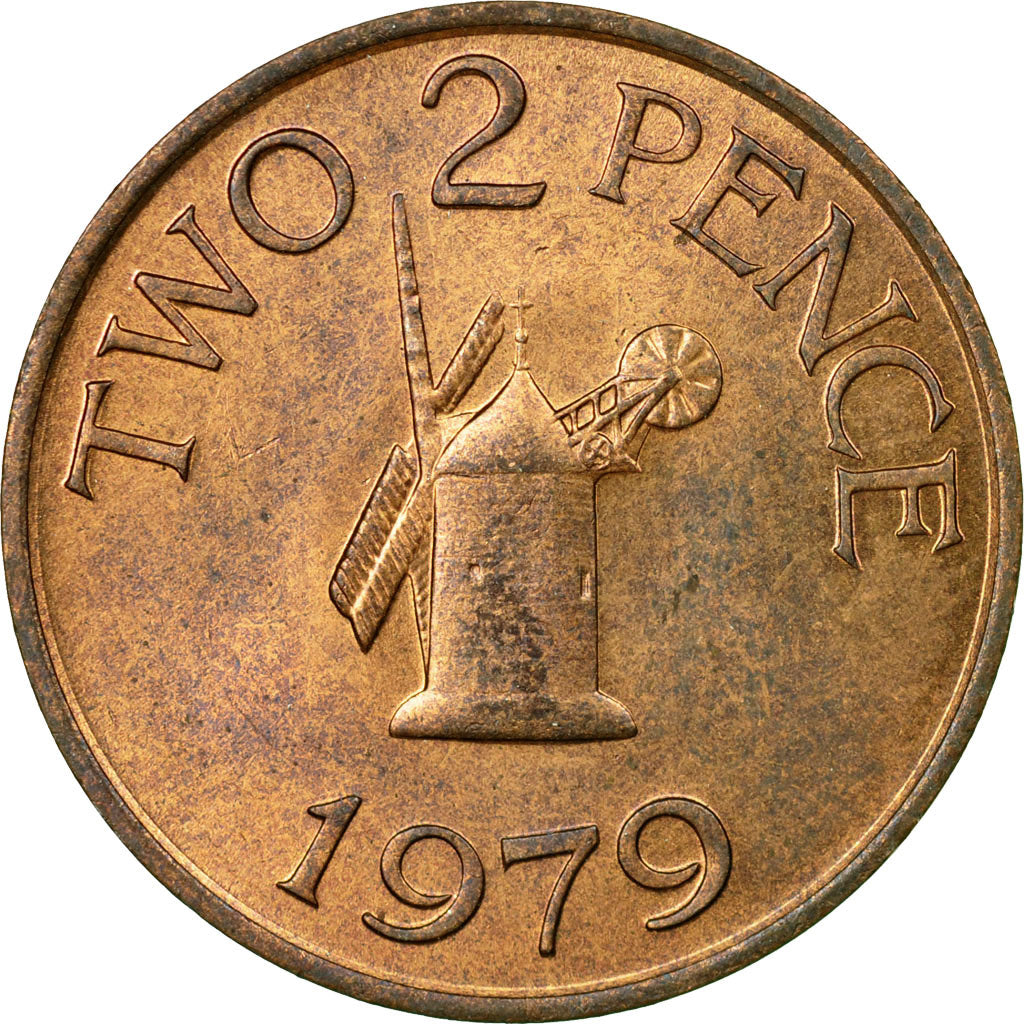 Coin, Guernsey, Elizabeth II, 2 Pence, 1979, EF(40-45), Bronze, KM:28