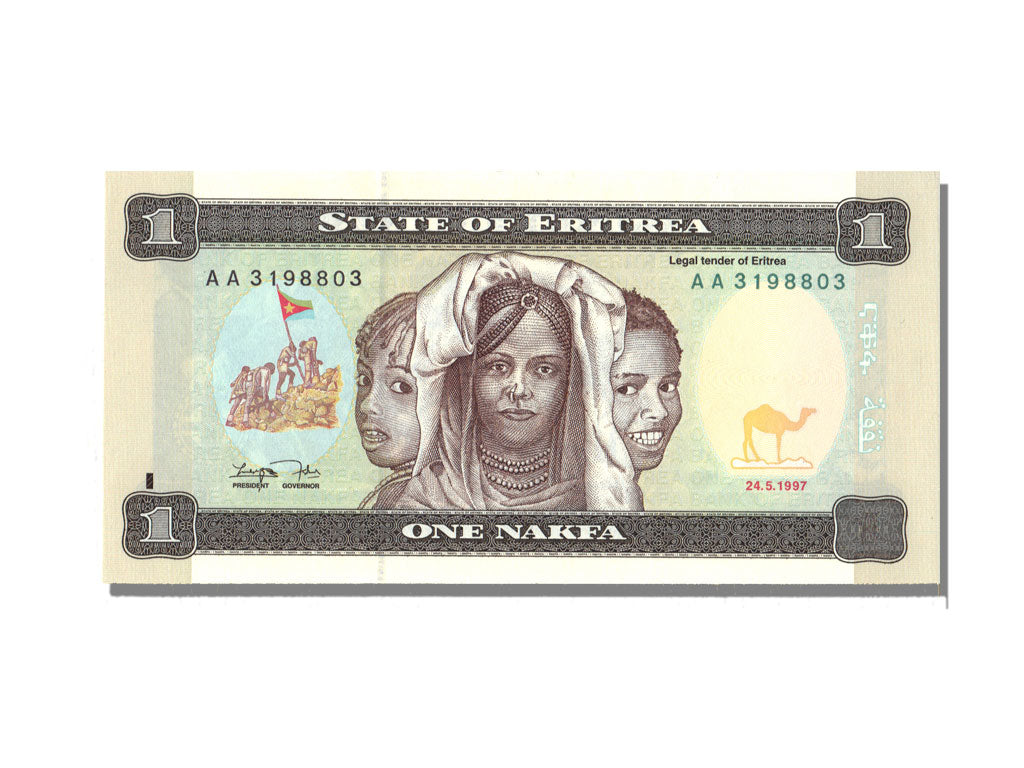 Eritrea, 1 Nakfa, 1997, KM #1, 1997-05-24, UNC(65-70), AA3198803