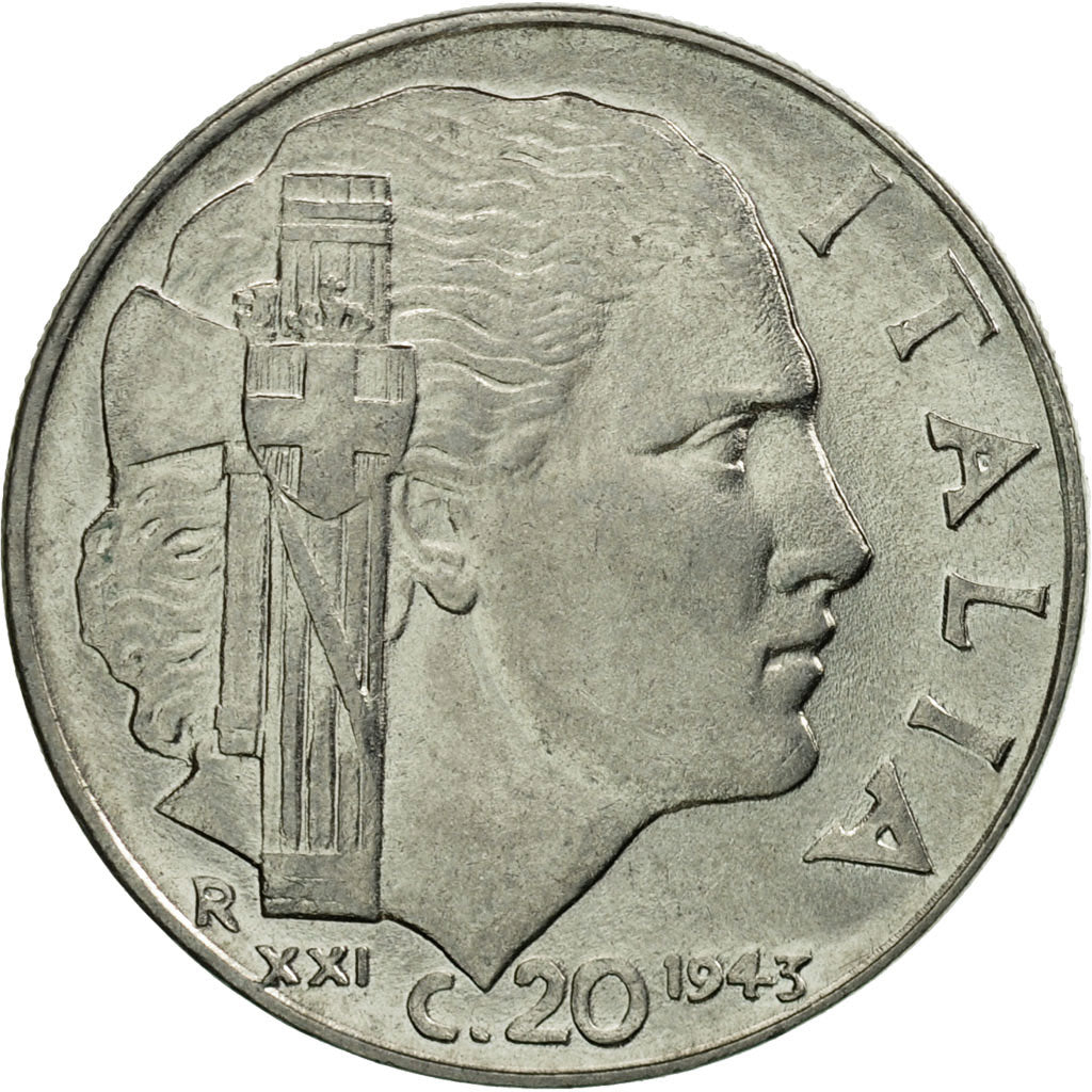 Coin, Italy, Vittorio Emanuele III, 20 Centesimi, 1945, Rome, EF(40-45)