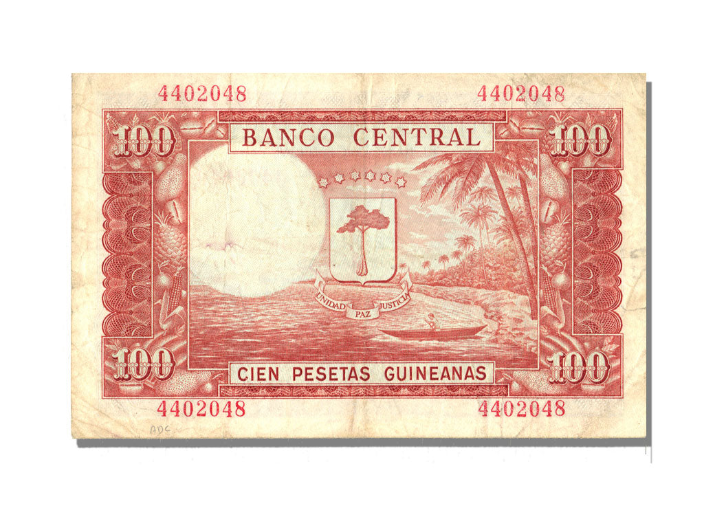 Equatorial Guinea, 100 Pesetas Guineanas, 1969, KM #1, 1969-10-12, EF(40-45),...