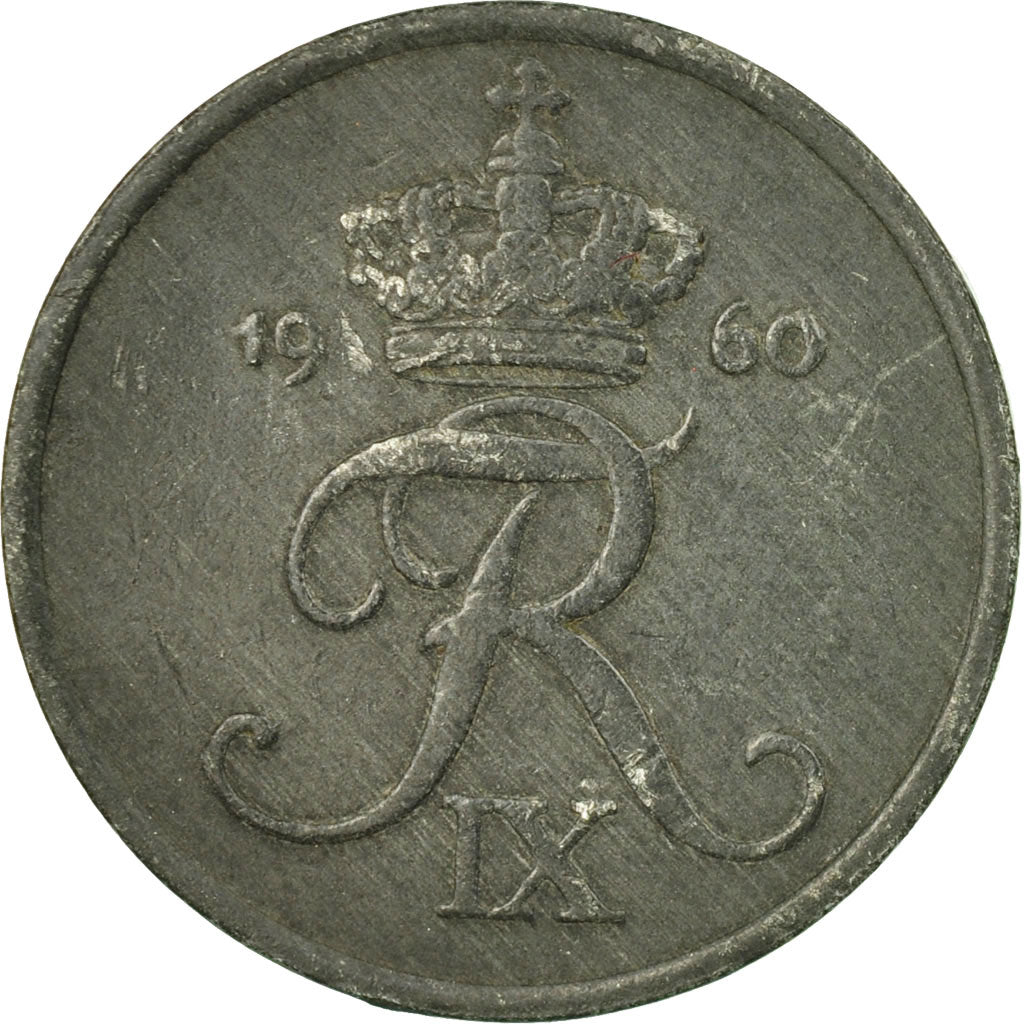 Coin, Denmark, Frederik IX, 2 Öre, 1960, Copenhagen, EF(40-45), Zinc, KM:840.2