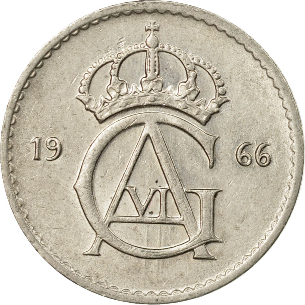 Coin, Sweden, Gustaf VI, 10 Öre, 1966, EF(40-45), Copper-nickel, KM:835