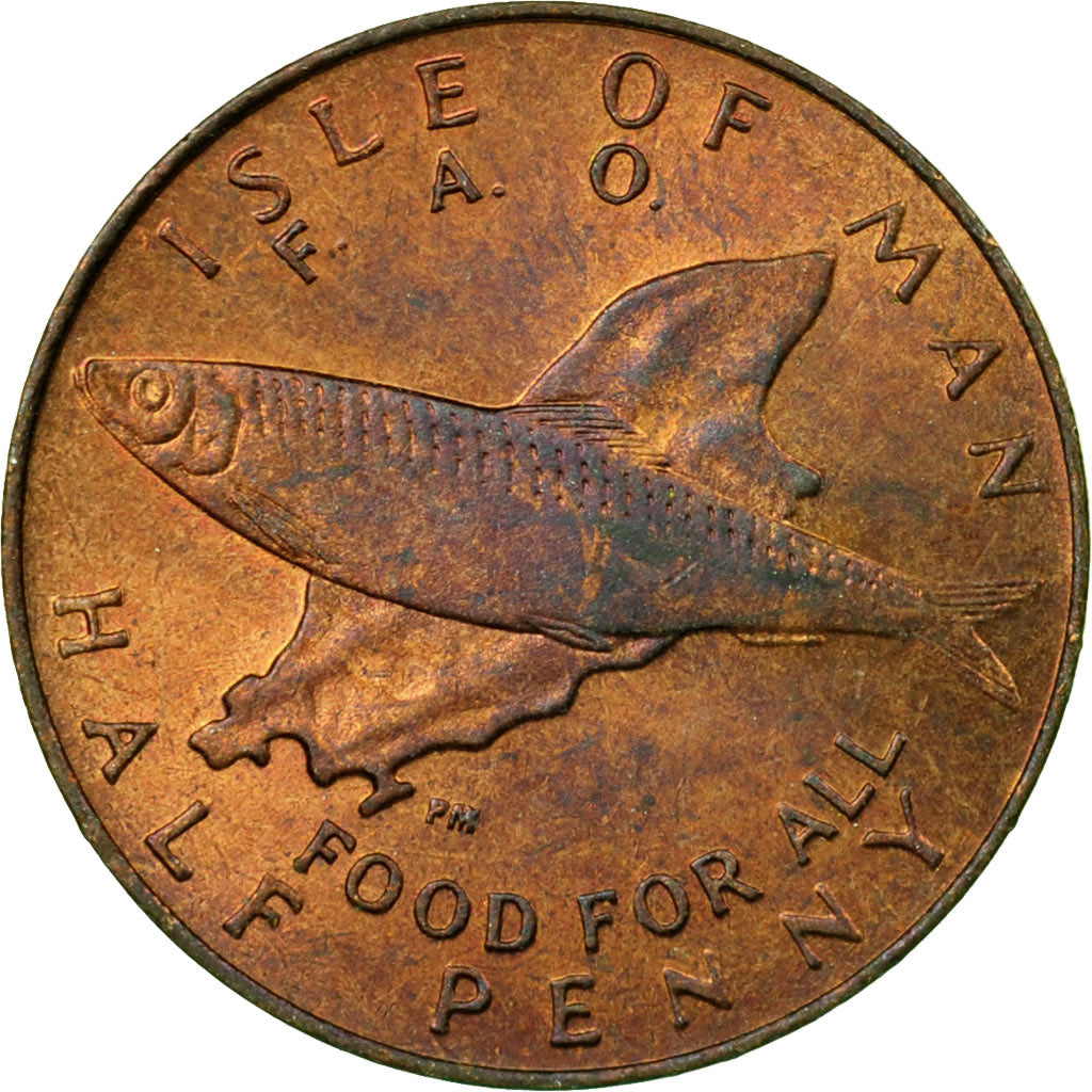 Coin, Isle of Man, Elizabeth II, 1/2 Penny, 1977, Pobjoy Mint, EF(40-45)