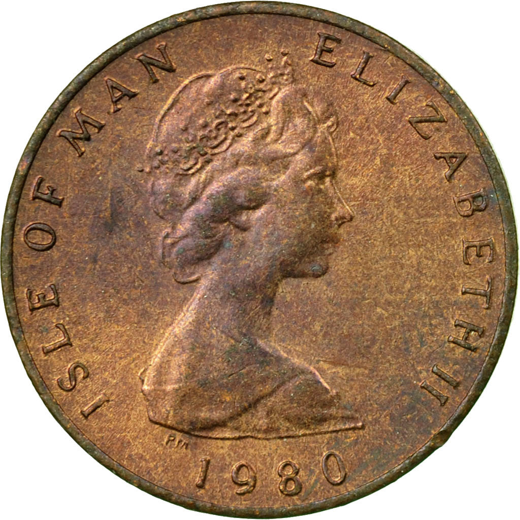 Coin, Isle of Man, Elizabeth II, 1/2 Penny, 1980, Pobjoy Mint, EF(40-45)