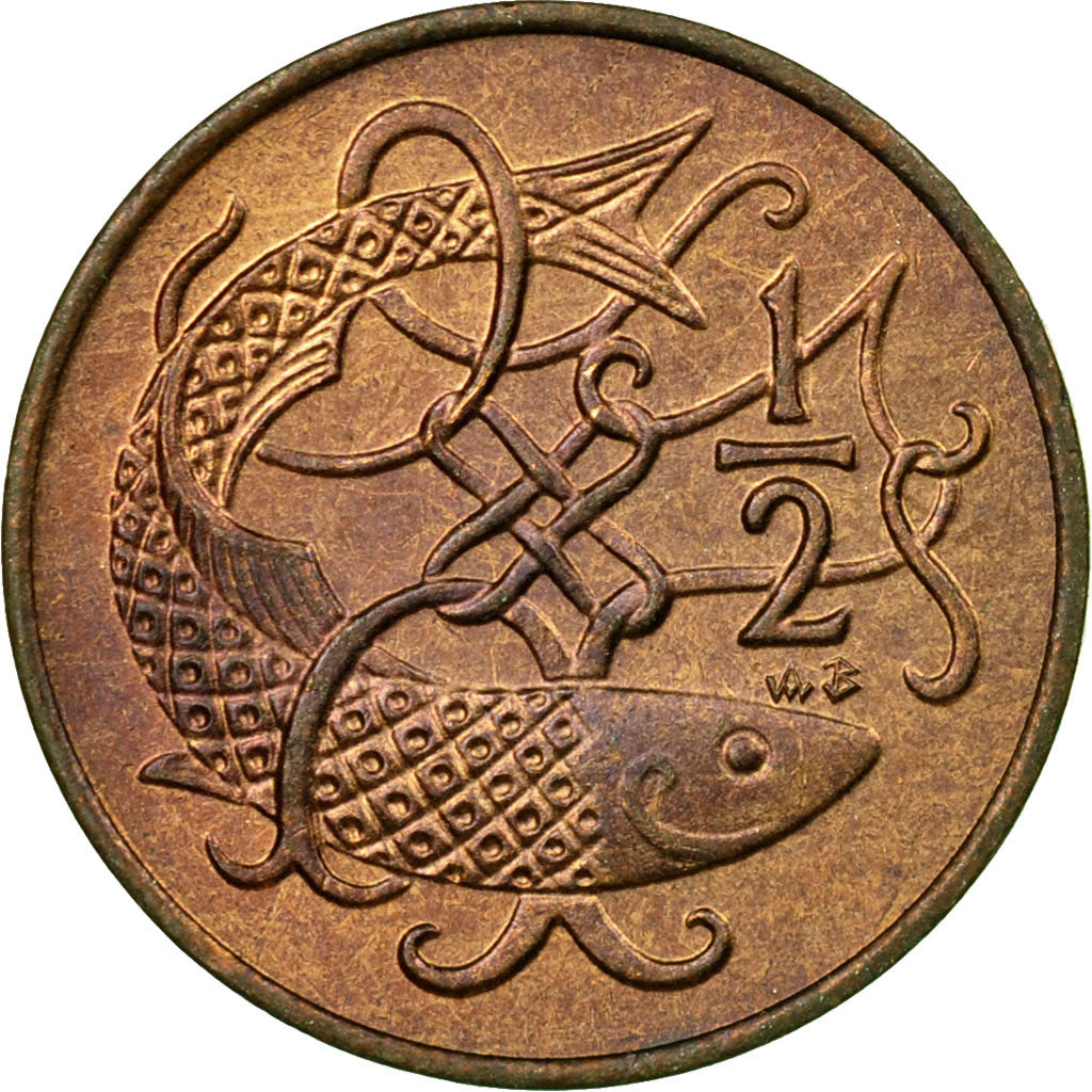 Coin, Isle of Man, Elizabeth II, 1/2 Penny, 1980, Pobjoy Mint, EF(40-45)