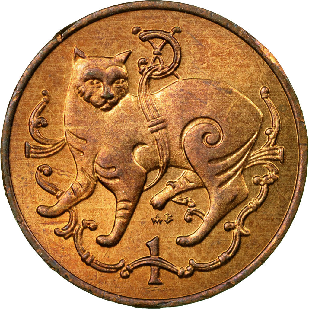 Coin, Isle of Man, Elizabeth II, Penny, 1980, Pobjoy Mint, EF(40-45), Bronze