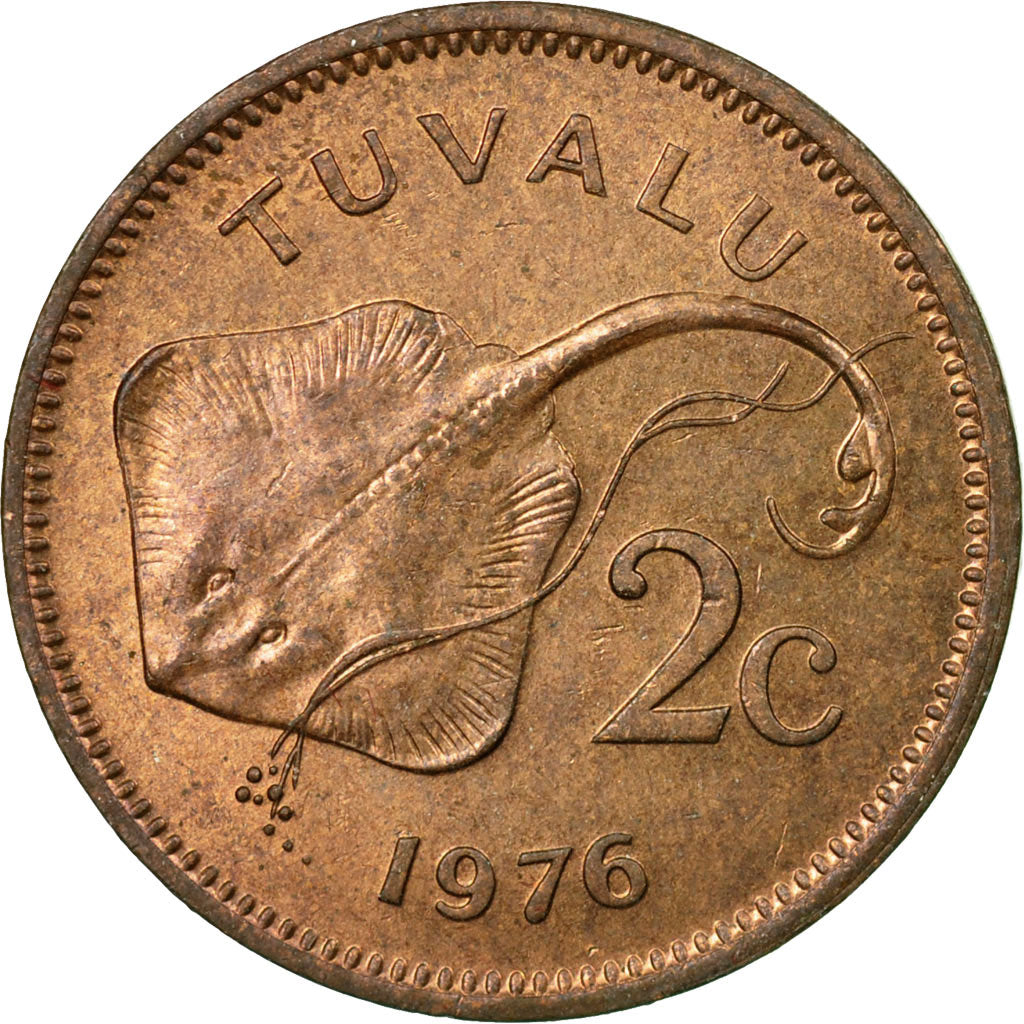 Coin, Tuvalu, Elizabeth II, 2 Cents, 1976, British Royal Mint, EF(40-45)