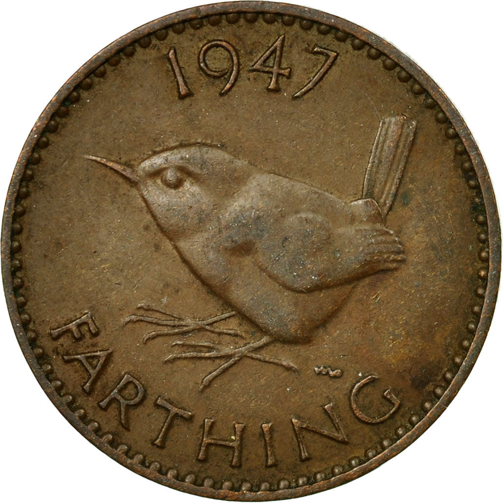 Coin, Great Britain, George VI, Farthing, 1947, EF(40-45), Bronze, KM:843