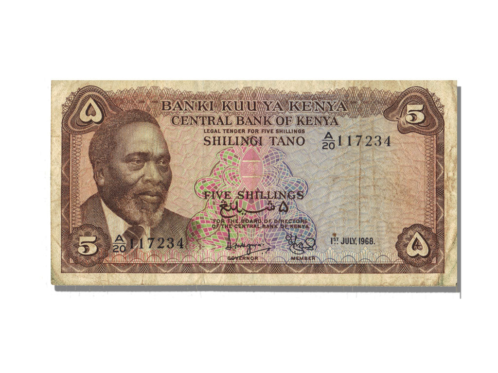 Kenya, 5 Schillings, 1968, 1968-07-01, VF(20-25)