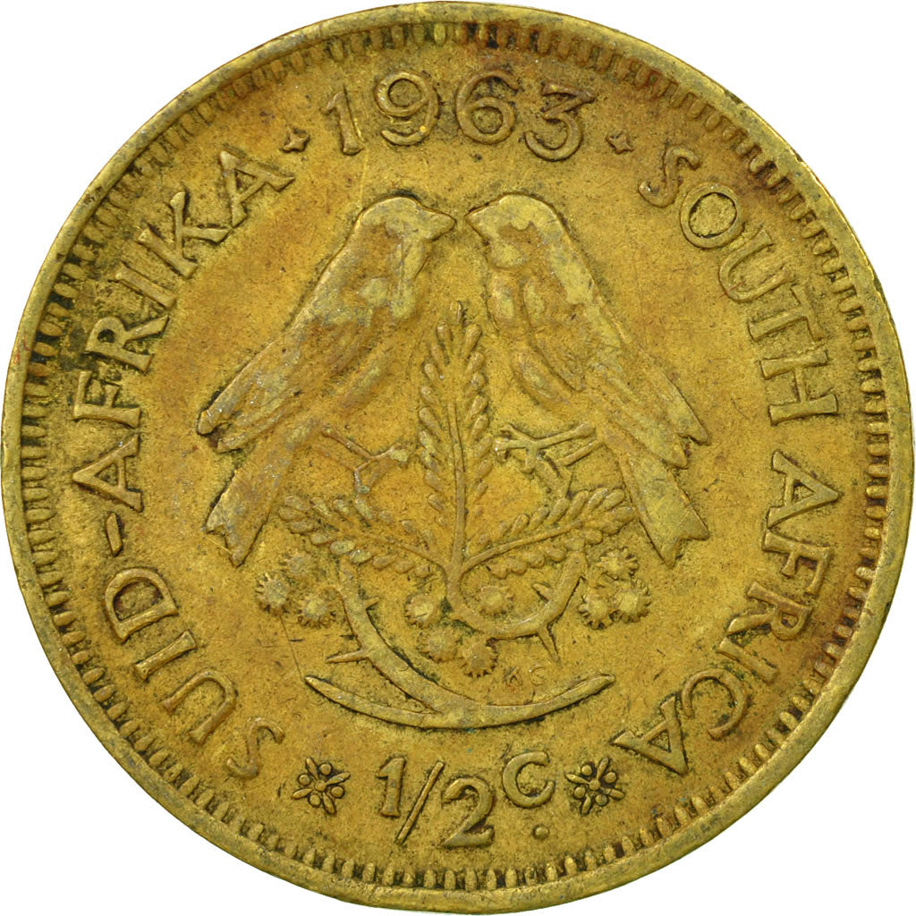 Coin, South Africa, 1/2 Cent, 1963, VF(30-35), Brass, KM:56