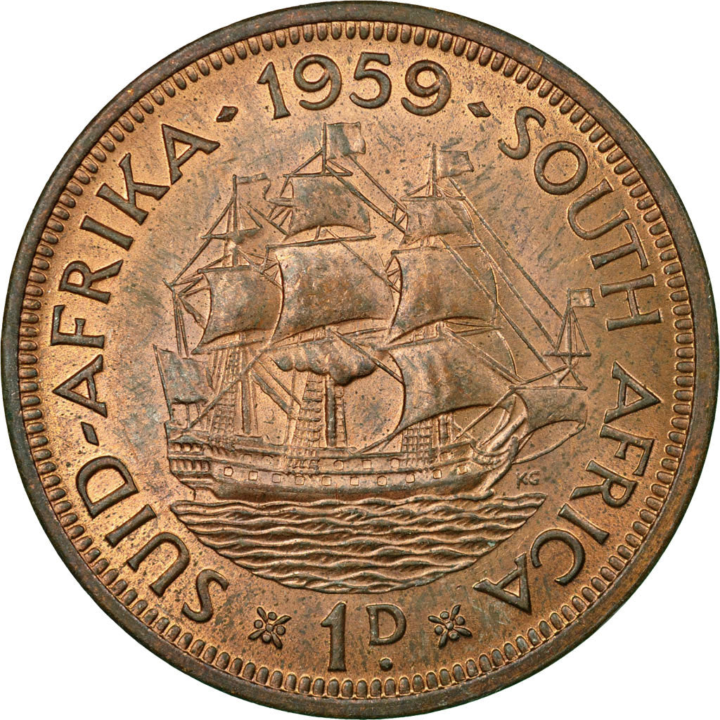 Coin, South Africa, Elizabeth II, Penny, 1959, EF(40-45), Bronze, KM:46