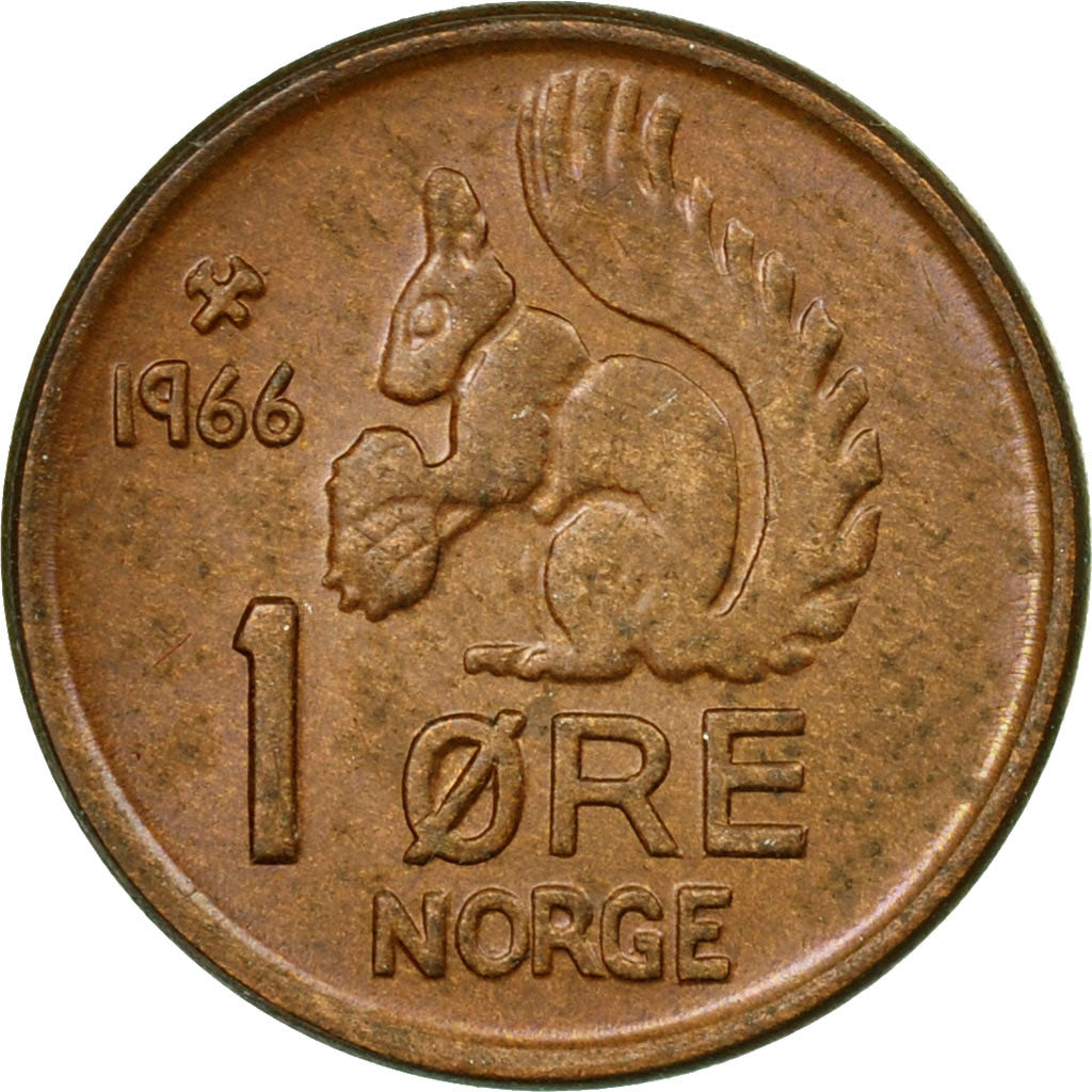 Moneta, Norwegia, Olav V, Ore, 1966, EF(40-45), Bronze, KM:403