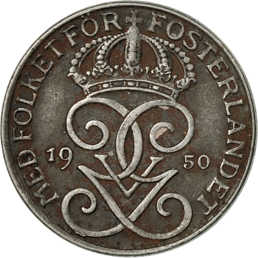 Coin, Sweden, Gustaf V, Ore, 1950, EF(40-45), Iron, KM:810
