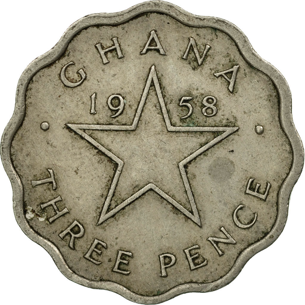 Coin, Ghana, 3 Pence, 1958, EF(40-45), Copper-nickel, KM:3
