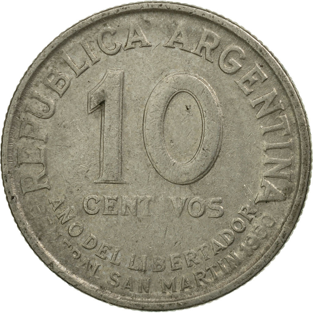 Coin, Argentina, 10 Centavos, 1950, EF(40-45), Copper-nickel, KM:44