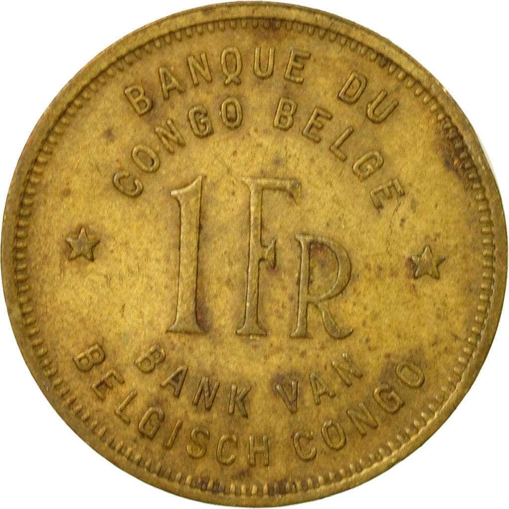 Coin, Belgian Congo, Franc, 1949, EF(40-45), Brass, KM:26