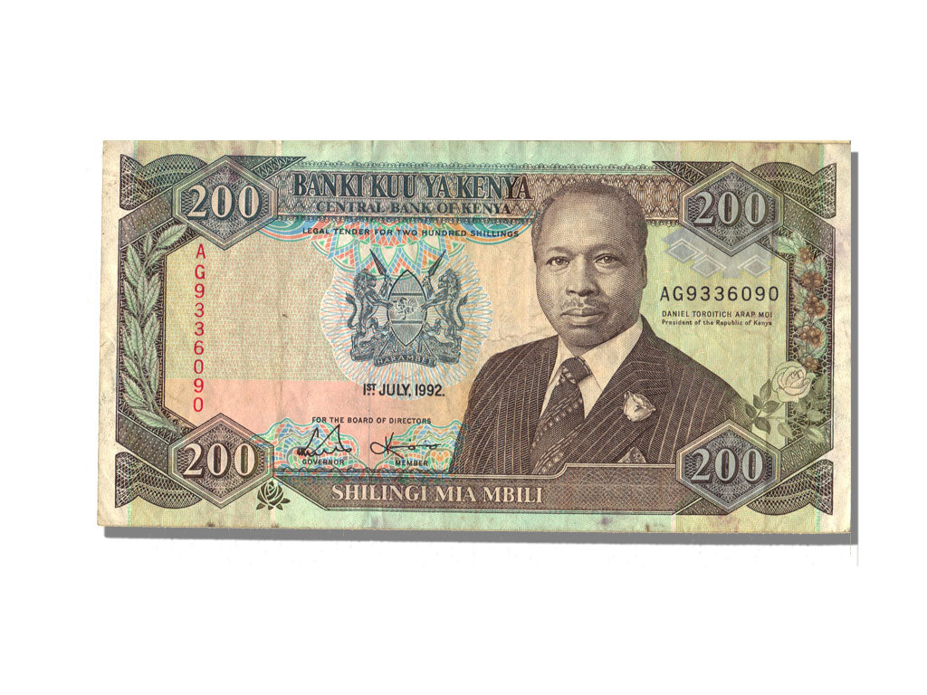 Kenya, 200 Shillings, 1992, KM #29d, 1992-07-01, EF(40-45), AG9336090