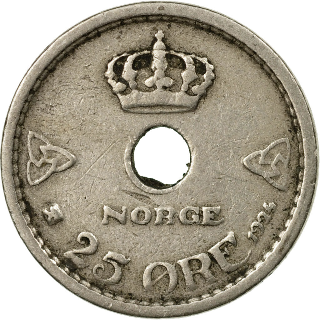 Monnaie, Norvège, Haakon VII, 25 Öre, 1924, TTB, Copper-nickel, KM:384