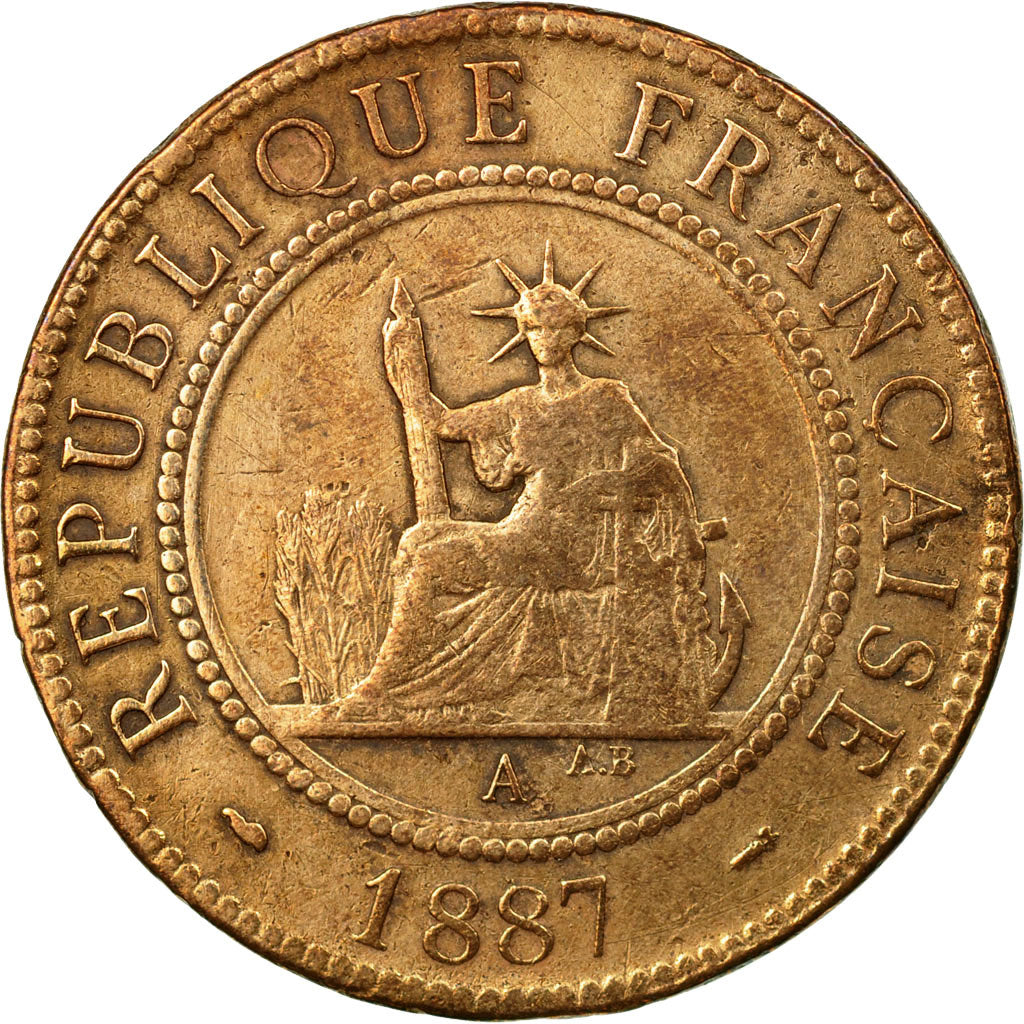 Coin, FRENCH INDO-CHINA, Cent, 1887, Paris, EF(40-45), Bronze, KM:1